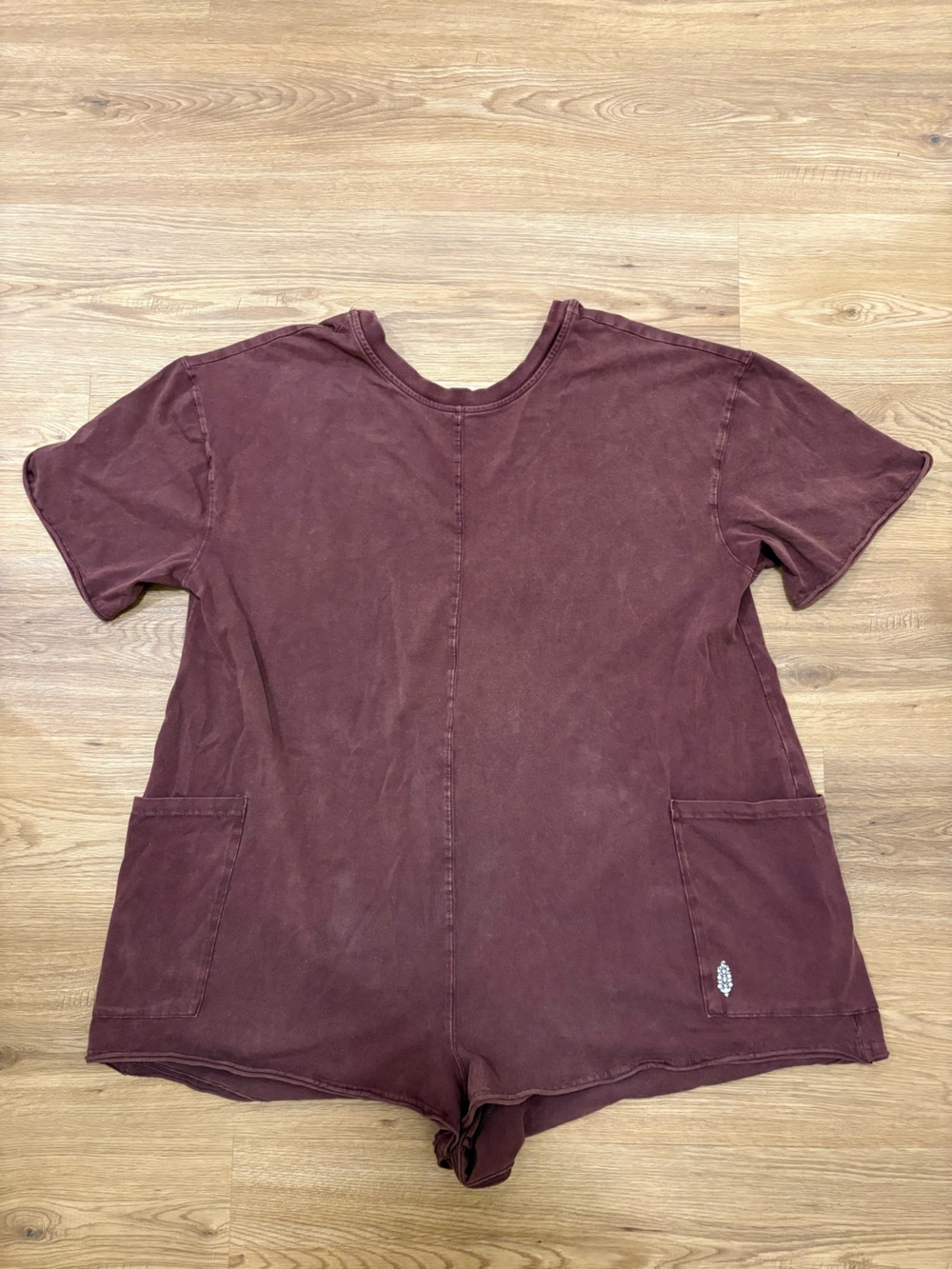 Free People free movement Short Sleeve Romper with Front Pockets - Mauve Plum